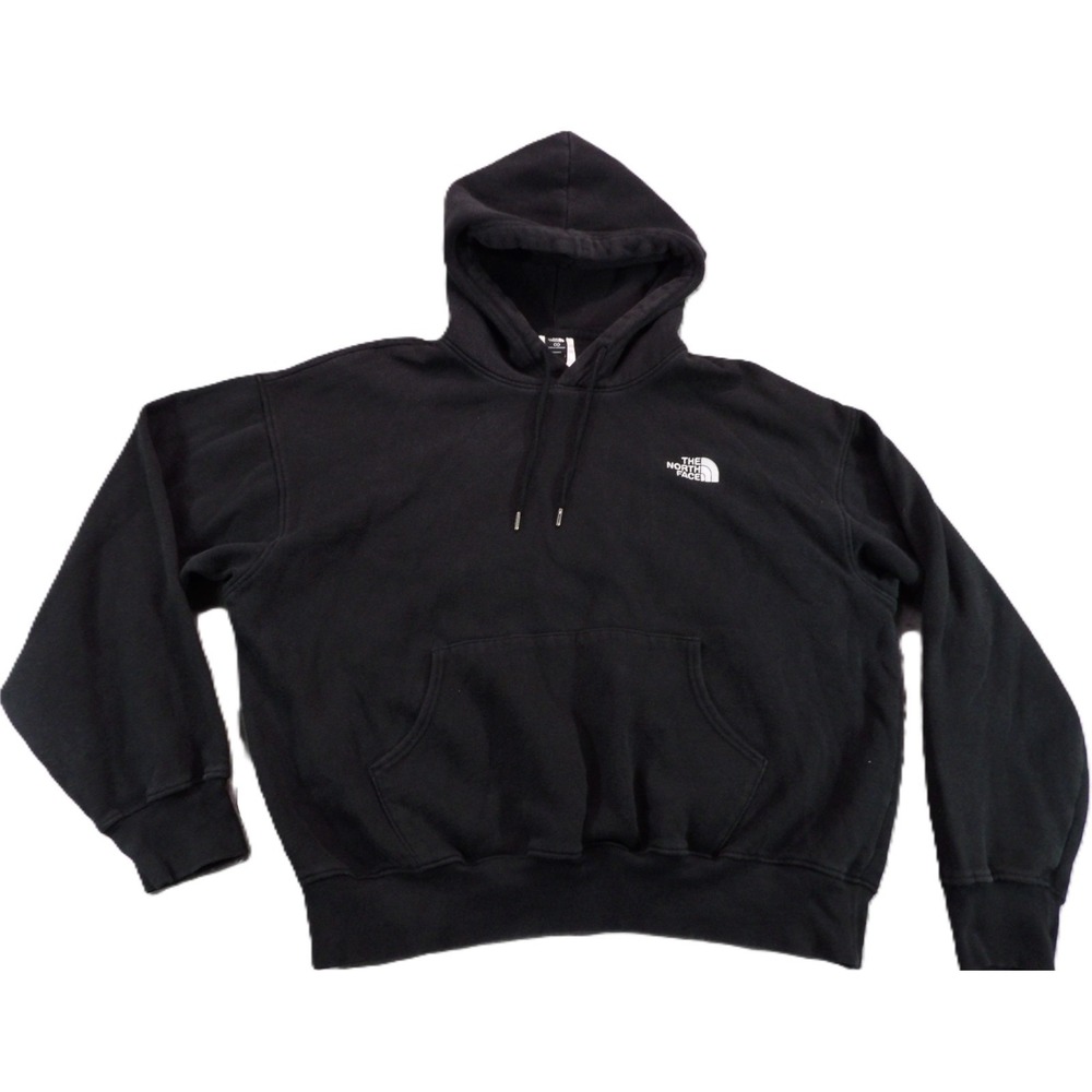 The North Face Circular Design Hoodie Men L Black Pullover Logo Cotton Blend F24